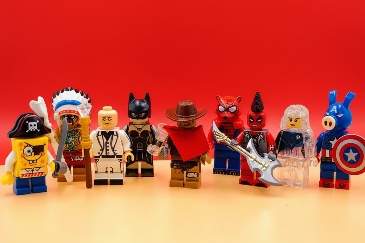 Moc Blox Minifigs with Red Background