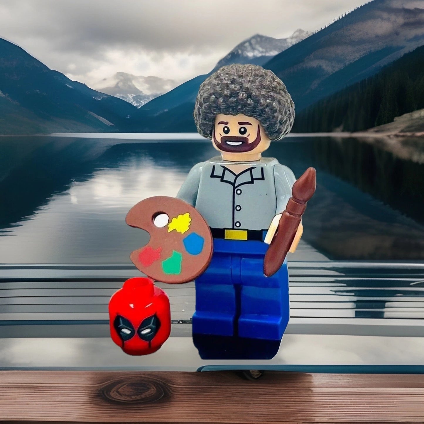 #0128 - Bob Ross (w/ Deadpool Head)